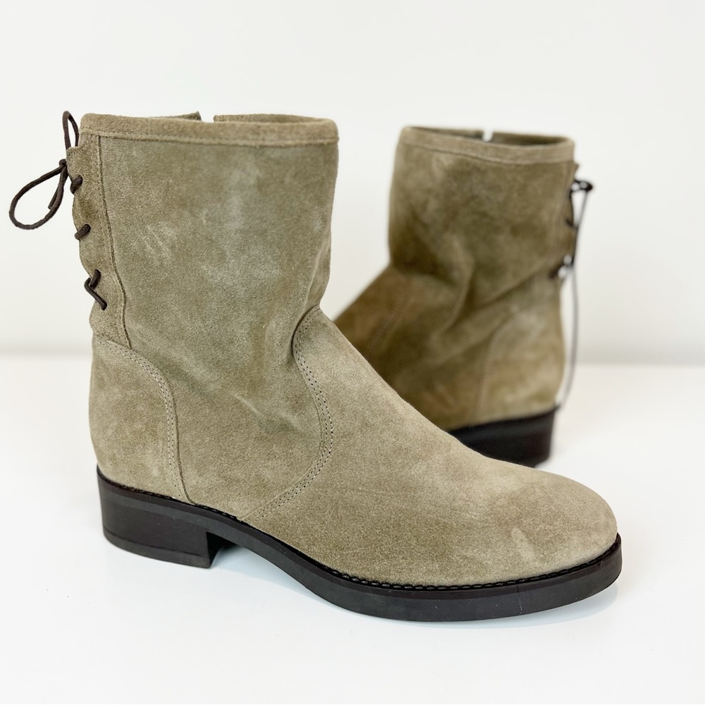Anna Fidanza Tan Suede Lace-up Boots Size 39/9‎
